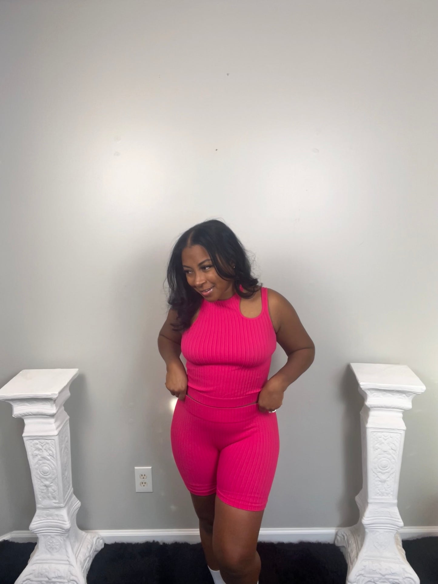 AROUND THE WAY SHORT SET (pink)