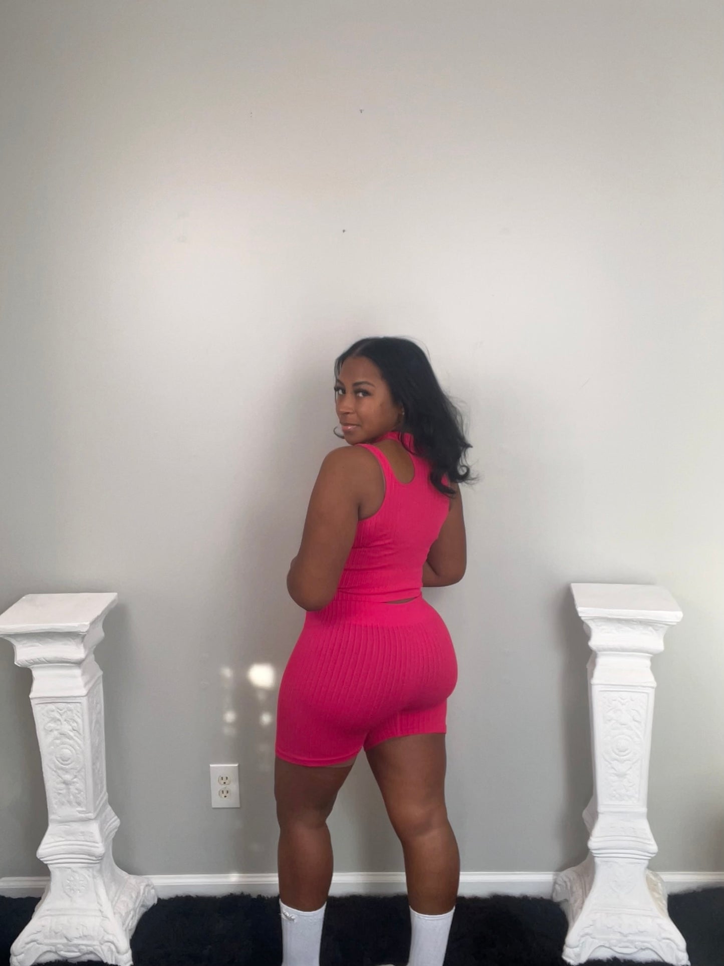 AROUND THE WAY SHORT SET (pink)