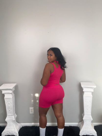 AROUND THE WAY SHORT SET (pink)