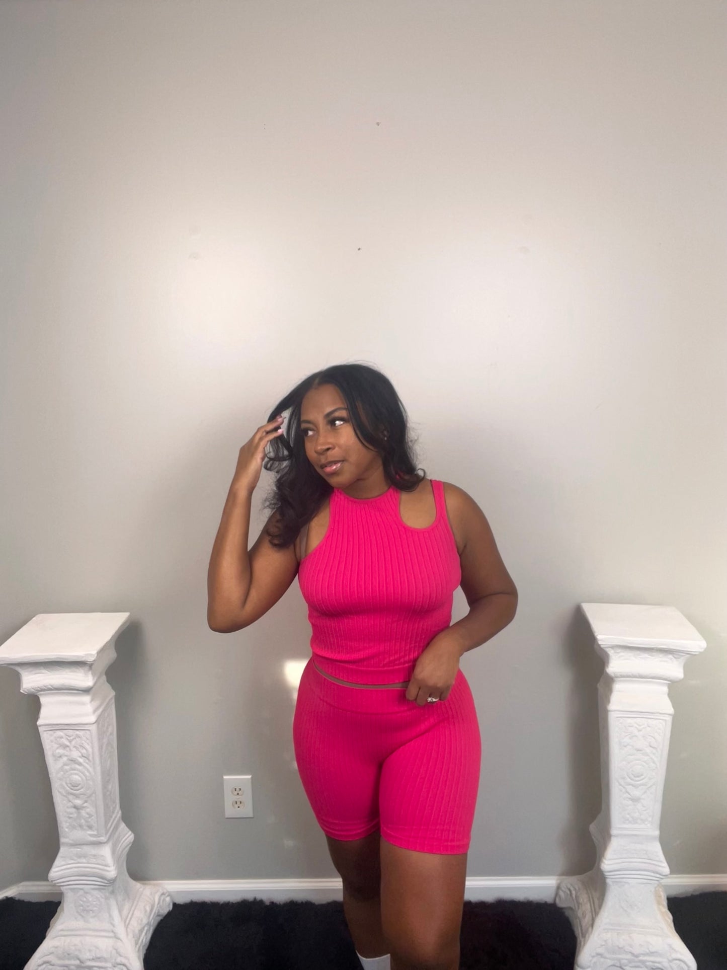 AROUND THE WAY SHORT SET (pink)