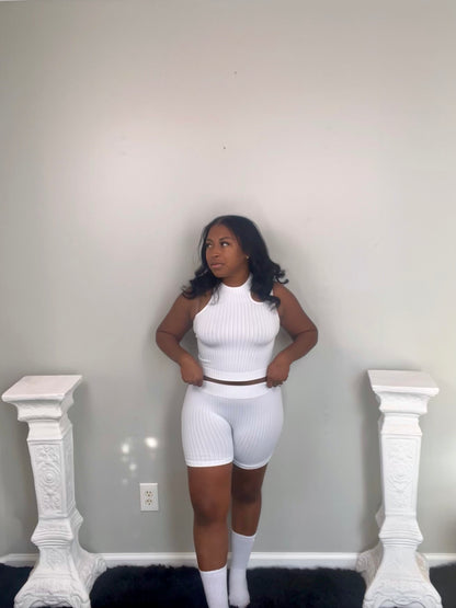 AROUND THE WAY SHORT SET (white)