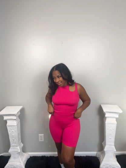 AROUND THE WAY SHORT SET (pink)
