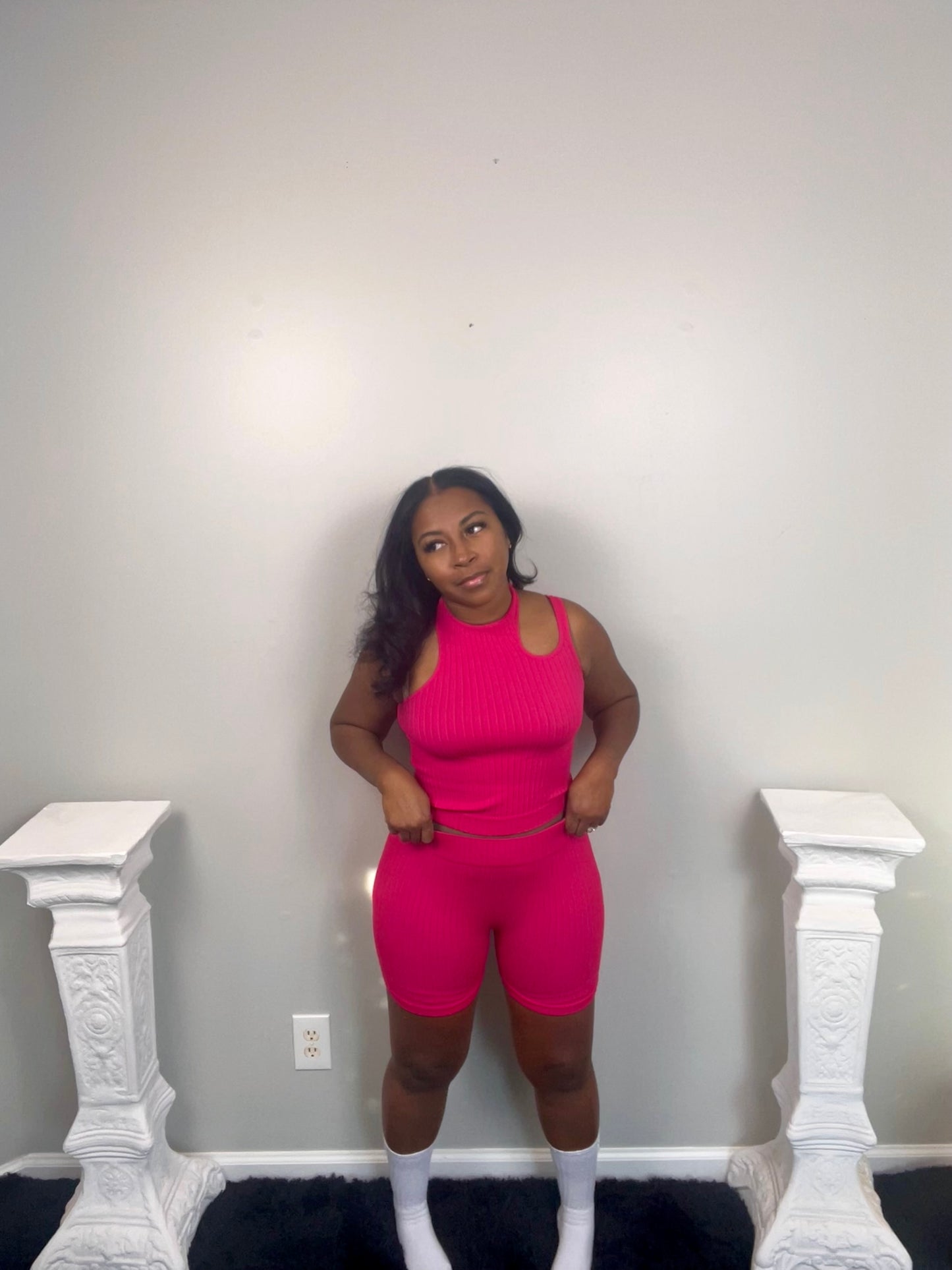 AROUND THE WAY SHORT SET (pink)