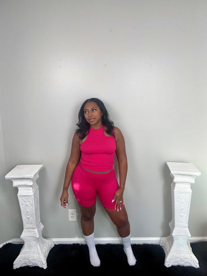 AROUND THE WAY SHORT SET (pink)