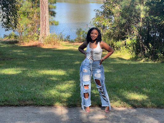 So Much Bling Fringe Jeans – Denim