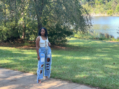 So Much Bling Fringe Jeans – Denim