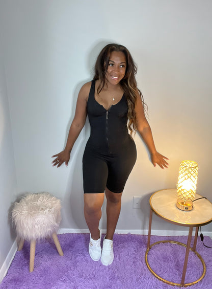 Luxe Zip Romper – Black
