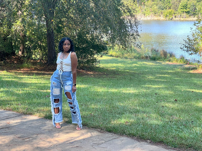 So Much Bling Fringe Jeans – Denim