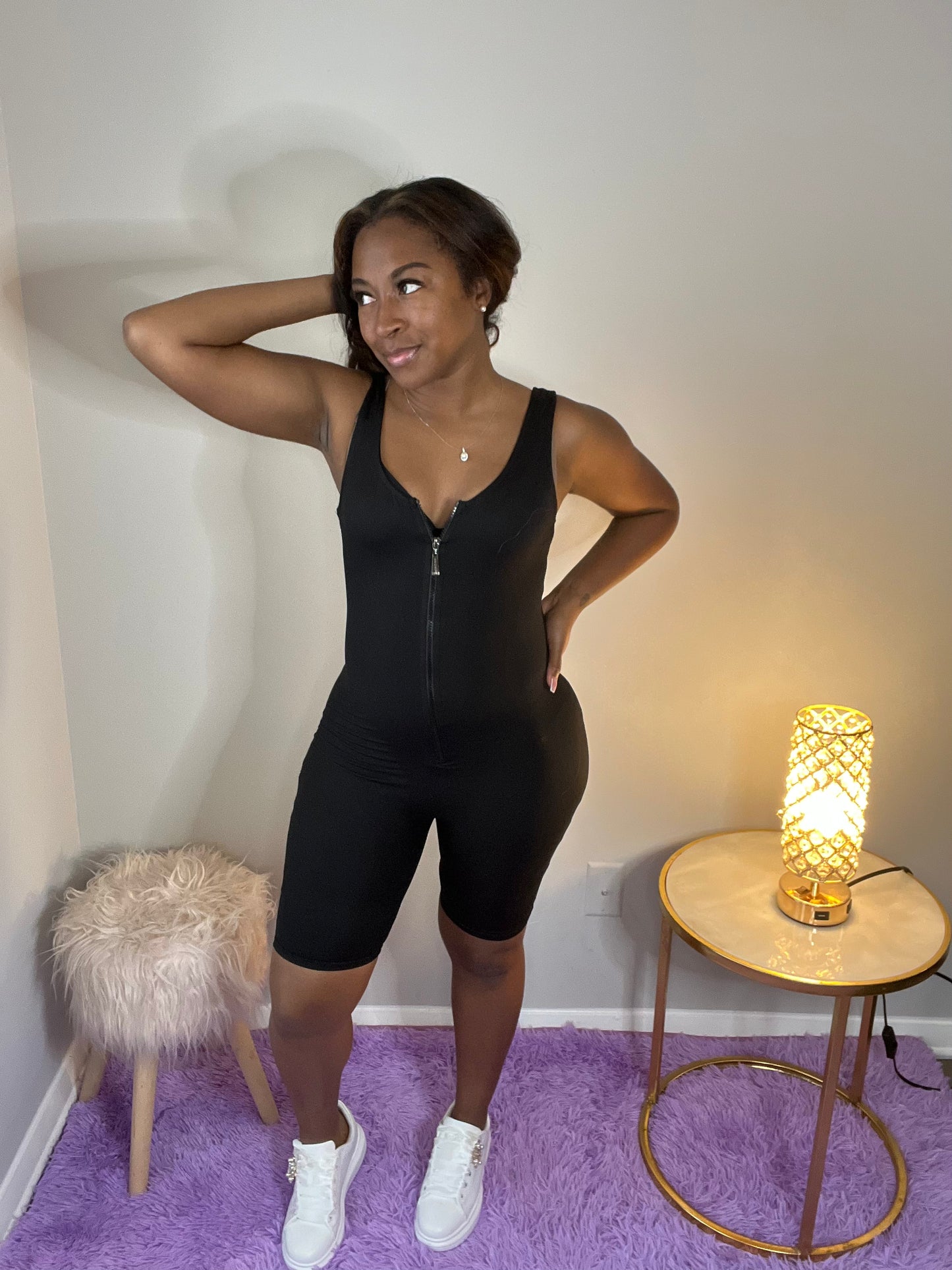 Luxe Zip Romper – Black